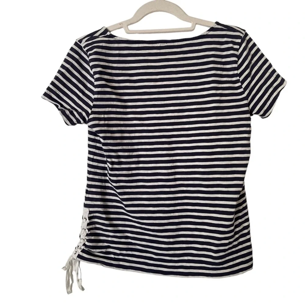 J. Crew‎ 100% Cotton Blue & White Striped Side-Tie Tee S